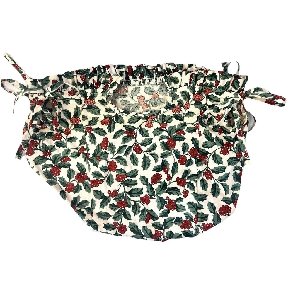 Longaberger Holly Berry Christmas Basket Liner 10x12 Tie On Vintage USA